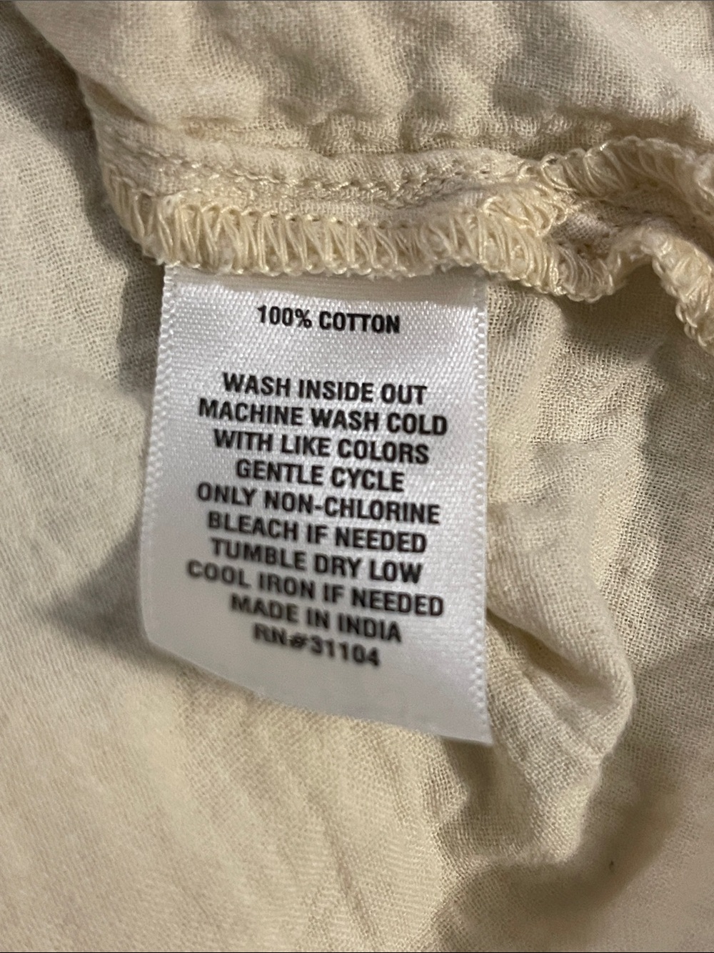 Wonderly Soft Cream Short-Sleeve Top, size Large, 100% cotton. - Picture 6 of 6